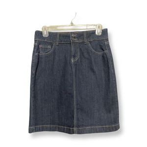 Old Navy Womens Jean Skirt Blue Stretch Above Knee Denim Back Slit 5 Pocket 4